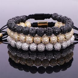Luxury Men Jewelry Bracelet CZ Micro Pave Ball Beads Woven Custom For Women Gift Valentine's Day Holiday Christmas325R