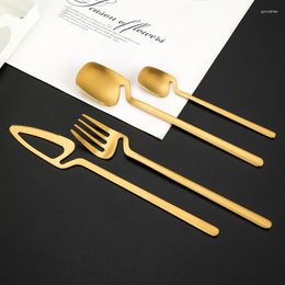 Dinnerware Sets Matte Gold Flatware Stainless Steel Hanging Wedding Cutlery Set 304 Four-piece