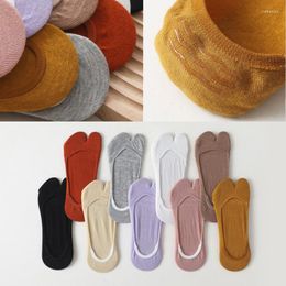 Women Socks Women's Summer Five Finger Breathable Soft Ultra-thin Boat Funny Toe Invisible Silicone Non-slip Velvet