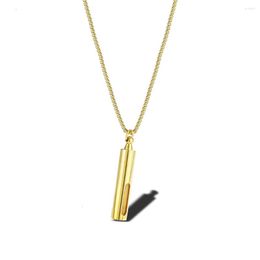 Pendant Necklaces Stainless Steel Minimalist Sleek Cylindrical Modern Geometric Grey Necklace Opens Cremation Souvenirs Jewellery