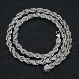 brand fashion woman Full Iced Out Hip Hop Jewellery Moissanite Rope Chain Necklace Sterling Silver 12mm Twisted Diamond