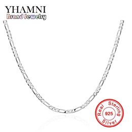 YHAMNI Brand Men&Women 925 Sterling Silver Necklace Fashion Jewelry 16-24in Long 4mm Width Chain Necklace Whole N102217o