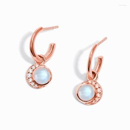 Stud Earrings Han Hao S925 Sterling Silver With Moonstone High Fashion Jewelry For Women From