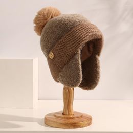 Berets Hat Woman Autumn And Winter Thickened Velvet Wild Outdoor Leisure Ear Protection Ski Knit Cute Beanie Lei Feng