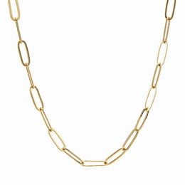 Gold Colour Paper Clip Lick Chain Choker Necklace for Women Link Chain Wedding Birthday Jewellery 15 16 17 inches287b