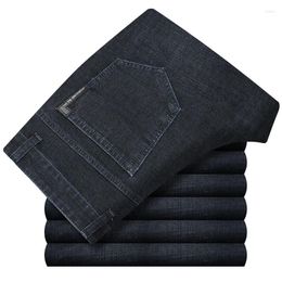 Men's Jeans Jean Straight Leg High Waist Classic Vintage Pant Denim Fabric Blue Business Style Trouser Autumn Stretch Casual Male