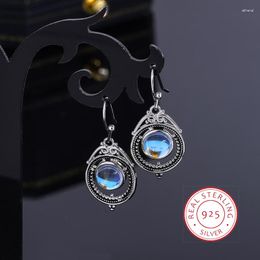 Stud Earrings Creative S925 Silver For Women Stylish Moonstone Hoop Fine Party Jewellery Sterling Zircon