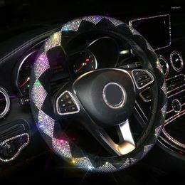 Steering Wheel Covers Plush Rhinestone Cover Set For Women Luxury Crystal Car Protector Accessories Girls 38CM/15"