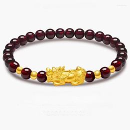 Strand Classic Garnet Stone Bracelet Bring Good Luck And Fortune Stylish Gold-tone Long-lasting Trendy Jewellery