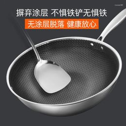 Pans 304 Stainless Steel Frying Pan No Oil Fume Non-stick Induction Cooker Gas Suitable For Household Multi-function Cooking Pot