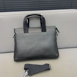 Cowhide embossed briefcase Men's tote bag Laptop bag Luxury tote bag Designer messenger bag Solid Colour business office bag Classic versatile work bag handbag