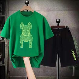 Men's Tracksuits Cute Dog Graphic Luxury Short Sets Oversized Cotton Mens Sets Harajuku Cartoon Graphic Streetwear Quality T-shirt Shorts Outfits 230928