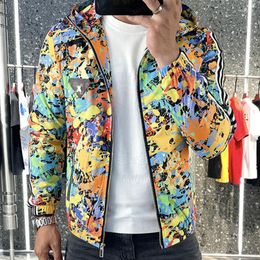 Men's Jackets Men Letter Print Long Sleeve Zipper Coat Streetwear Vintage Hooded Jacket Bomber Mens Pilot Plus Size