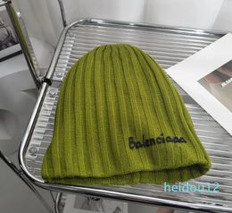 designer Skull Caps pair of autumn and winter Beanie warm wool letter solid color knit hat