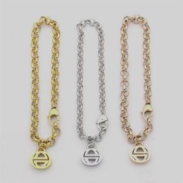 Europe America Fashion Style Men Lady Women Titanium steel 18K Gold Thick Chain Bracelet With G Initials Heart Pentagram Charm 3 C303g