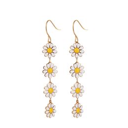 Cute Daisy Flower Dangle Earrings For Women Trend Colourful Sweet Sunflower Long Tassel Earrings Girls Party Jewellery Gift
