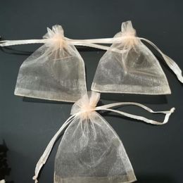 Champagne Jewellery Drawstring Bags Organza Gift Pouches Spices Coffee Christmas Wedding Gift Packing 7x9 9x12 10x15cm Pouches 242s