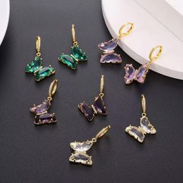 Stud Earrings 2023 Japan And South Korea Fashion Sweet Butterfly Glass Micro-inlaid Temperament Female Banquet Gift