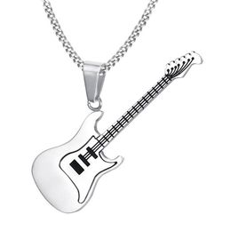 Pendant Necklaces KURSHUNI Trendy Guitar Necklace 24inch Chain Stainless Steel Punk Rock Music Fine Party Jewellery Year Gift For Ma271I