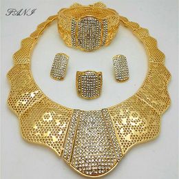 Earrings & Necklace Fani nigerian wedding woman accessories Jewellery set Whole fashion african beads dubai gold color2887