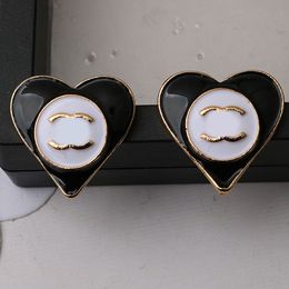 Popular Fashion Designer Stud Love Girls Gold Plated Earrings Enamel Gift Brand Letter Charming Earring for Women Accessories Party