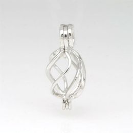 925 Silver ed Cage Locket Sterling Silver Pearl Crystal Gem Bead Cage Pendant Mounting for DIY Fashion Jewellery Charms282r