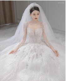 Party Dresses Light Wedding Dress 2023 Mori Bride Main Yarn High-quality Texture Heavy Industry Trailing Small Long-sleeved