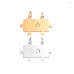 Charms 5pair Stainless Steel Puzzle Jigsaw Charm Blank To Record Metal Tags For Mirror Polished Wholesale