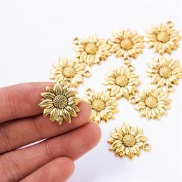 30 Pcs Charms Gold Sunflower DIY Pendant Necklace For Women Fashion Aesthetic Accessories Classic Female Jewelry Making Supplies2259