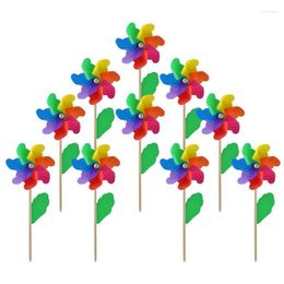 Jewelry Pouches 10Pcs Wooden Stick Pinwheels Windmill Party DIY Set For Kids Toy Garden Lawn Decor