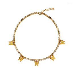 Pendant Necklaces Trendy Alloy Geometric Claw Chain Butterfly Necklace Rhinestone Silver Gold Plated Vintage Jewelry