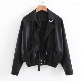 Women's Leather Spring PU Jacket Women Black Faux Soft Jackets Coats For Ladies Motorcycle Casual Fashion Female Clothes