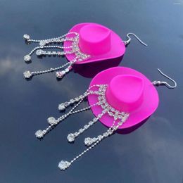 Hoop Earrings 2023 Jewellery Shiny Tassel Pink Cowboy Hat 6 Pairs Chunky Set For Women Mini