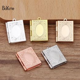 BoYuTe 10 Pieces Lot 19 26MM Metal Brass Rectangle Locket Book Shape Book Locket Pendant Floating Locket Charms265f