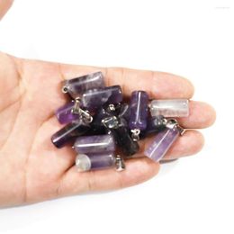 Pendant Necklaces Natural Stone Long Cylindrical Pillar Amethyst Necklace Reiki Charms DIY Jewellery Making Accessories Gift Wholesale 20Pcs