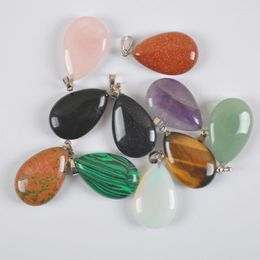 Pendant Necklaces Aventurine/Crystal/Agate/Sandstone/Unakite/Opal/Malachite/Rhodonite Water-drop Jewelry For Woman Gift