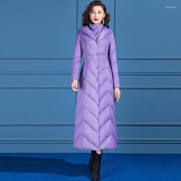 Women's Trench Coats Fashion Temperament Cotton Coat Women 2023 Purple Hooded Light And Thin Warm Parka Waist Slimming High-End Long Female
