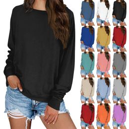 Women's Hoodies Womens Loose Top Solid Color Shoulder Sleeve Hooded Pullover Sweatshirt