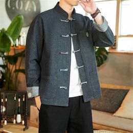 Men's Jackets Vintage Denim Men Traditional Chinese Clothing Coat Male Spring Autumn Coats Embroidery Design