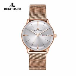 Reef Tiger RT Luxury Simple Watches For Men Rose Gold Automatic With Date Day Analog RGA8238 Wristwatches285w