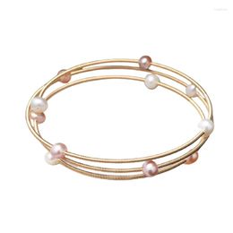 Strand Natural FreshWater Pearl Bracelet Three-layer Winding Exquisite Bangle Luxury Women Jewellery