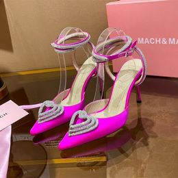 THENEW Mach&Mach high heeled sandals for womens mach Satin Fashion Bow Dress shoes Crystal Embellished rhinestone Evening shoe stiletto Heel ankle strap Designers