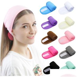 Headband Women Adjustable Hairband Soft Towelling Makeup Bath Wash Face Hair Holder Spa Facial Headbands Hairs Accessories For Girl Dro Dhard