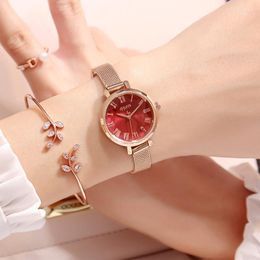 Wristwatches Ladies Elegant Diamond Cut Waterproof Quartz Stainless Steel Wristwatch Woman Mesh Belt Bracelet Clocks Female Luxury Hours