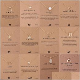 Pendant Necklaces Arrival Dogeared Necklace With Gift Card Elephant Pearl Love Wings Cross Key Zodiac Sign Compass Lotus For Women F Dhicz