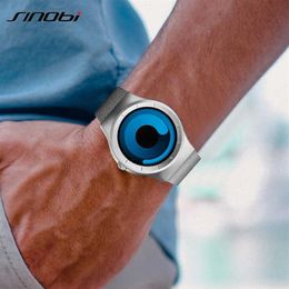 SINOBI Brand Creative Sports Quartz Watch Men Stainless Steel Strap Mens Watches Talent Fashion Rotation Clock Relogio Masculino X231G
