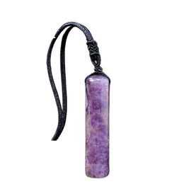 Pendant Necklaces 14X60Mm Healing Crystal Cylinder Necklace For Women Men Wand Amet Reiki Stone Adjustable Braided Cord Drop Delivery Dhjar