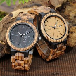 BOBO BIRD Original Brand Men Complete Calendar Watches Quartz Wood Bracelets Drop wholer China Luxury Watch for Men269K