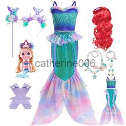 Special Occasions Little Mermaid Ariel Princess Dresses For Girl Cosplay Costume Children Performance Clothes Kids Birthday Carnival Party Outfits x1004