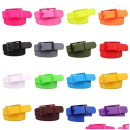 Belts Men Women Belt Candy Colour Uni Sile Rubber Male Female Jeans Leather Strap Plastic Buckle Accessories Gift Drop Delivery Fashion Dhqam